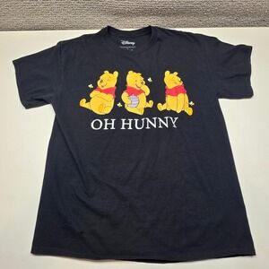 Disney Winnie the Pooh Oh Hunny Black Graphic T-Shirt Mens Large L Short Sleeve
